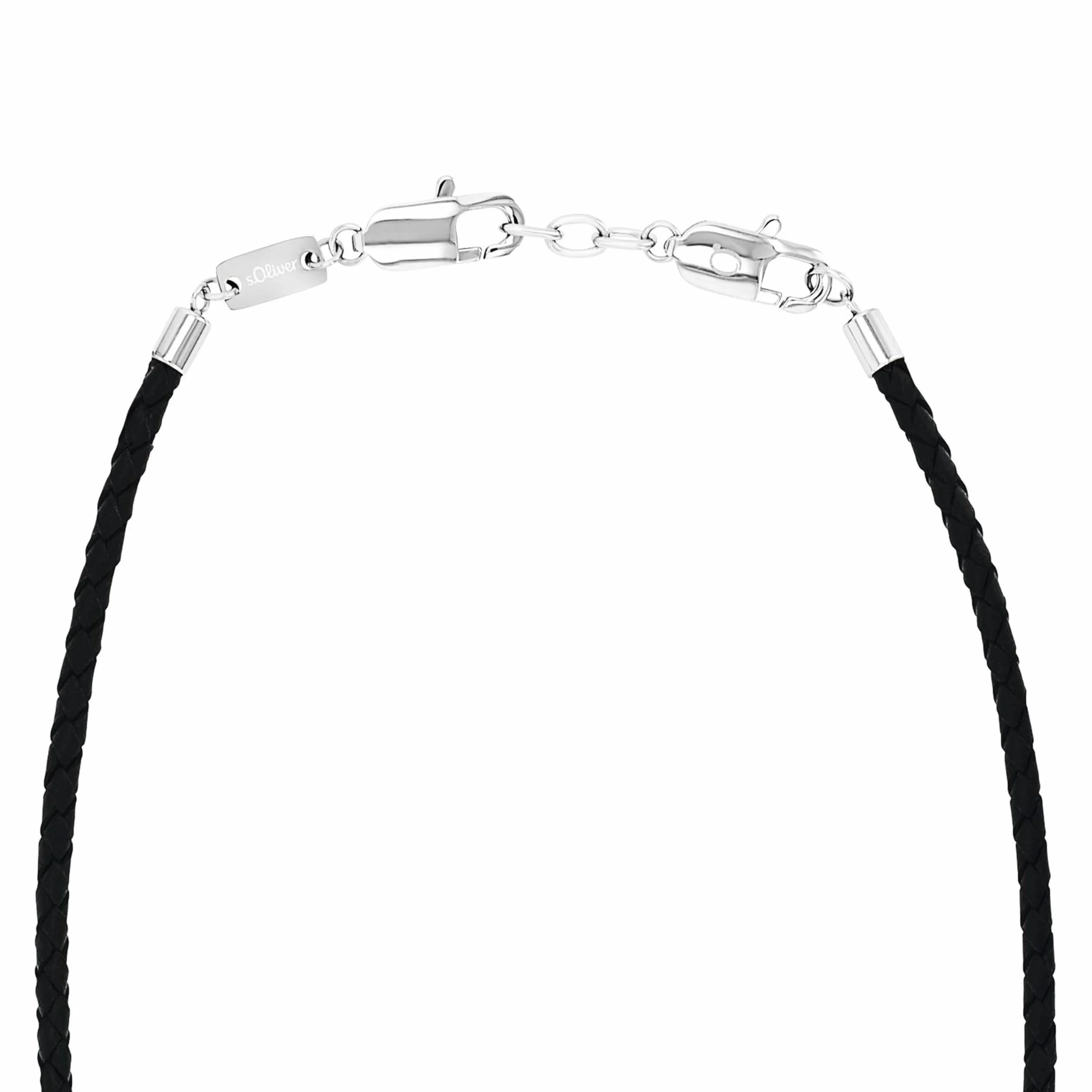 s.Oliver Cadena con colgante de acero inoxidable/cuero, collar infantil para niños, motivo, viene en caja de regalo de joyería