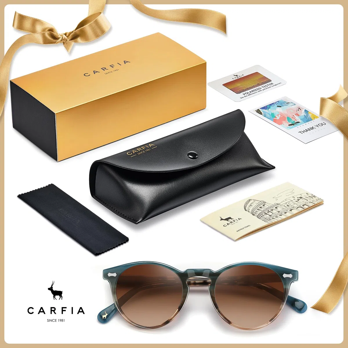 CARFIA Gafas de sol Mujer Polarizadas Vintage con Montura de Acetato y Protección UV400