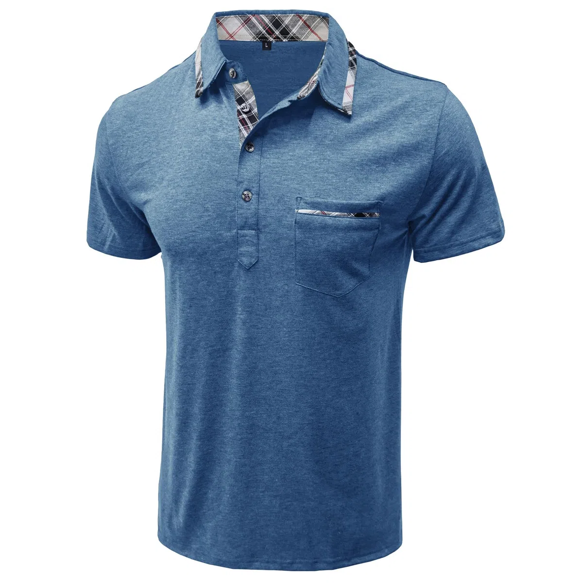 Poloshirt Hombre Manga Corta Cuadros Clásico Camiseta Casual