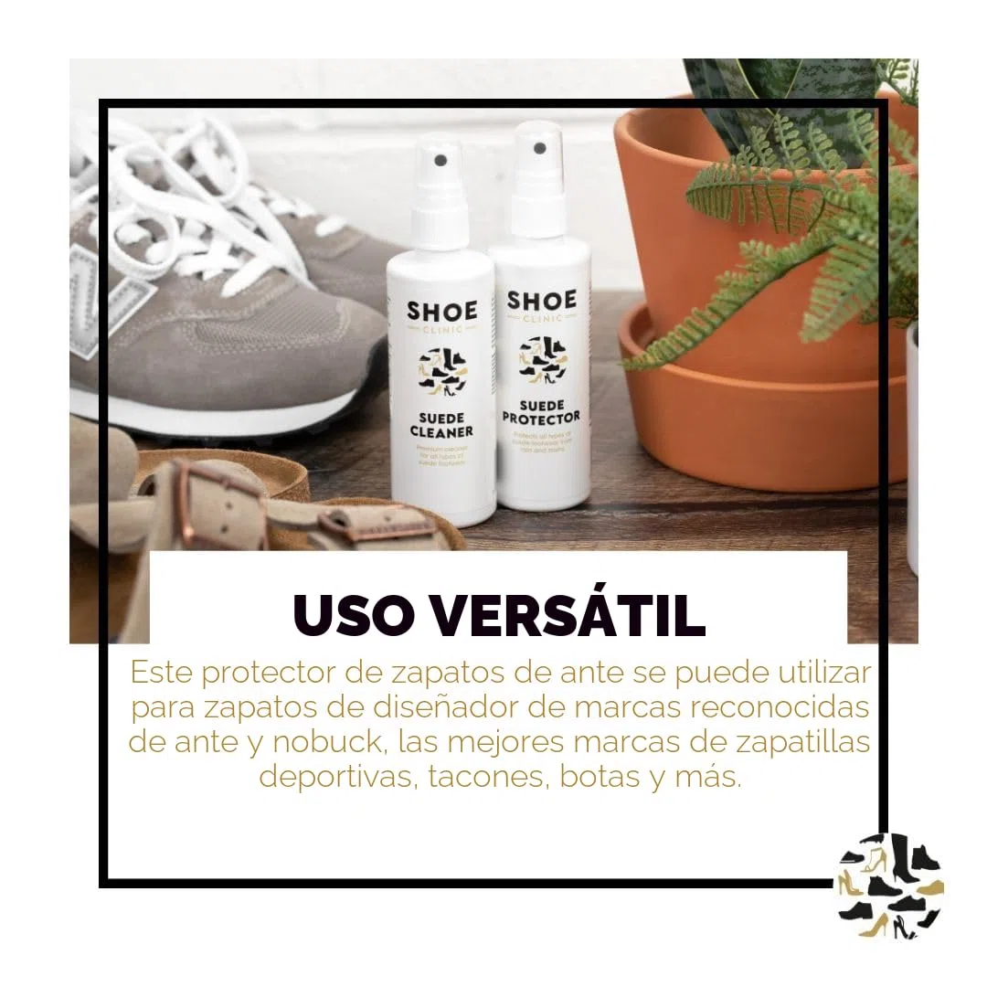 Shoe Clinic Kit de limpieza para gamuza y nobuk Limpiador y protector de gamuza en aerosol con cepillo | Limpia, protege e impermeabiliza zapatos, zapatillas y botas