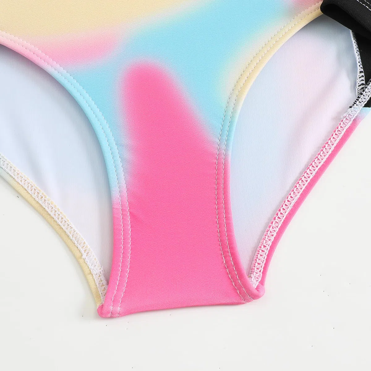 JiAmy Traje de Baño Niña 2 Piezas, Camiseta Mangas Largas Protectora Solar con Shorts, Estampado Tie-Dye para Chicas Adolescentes 8 a 13 Años