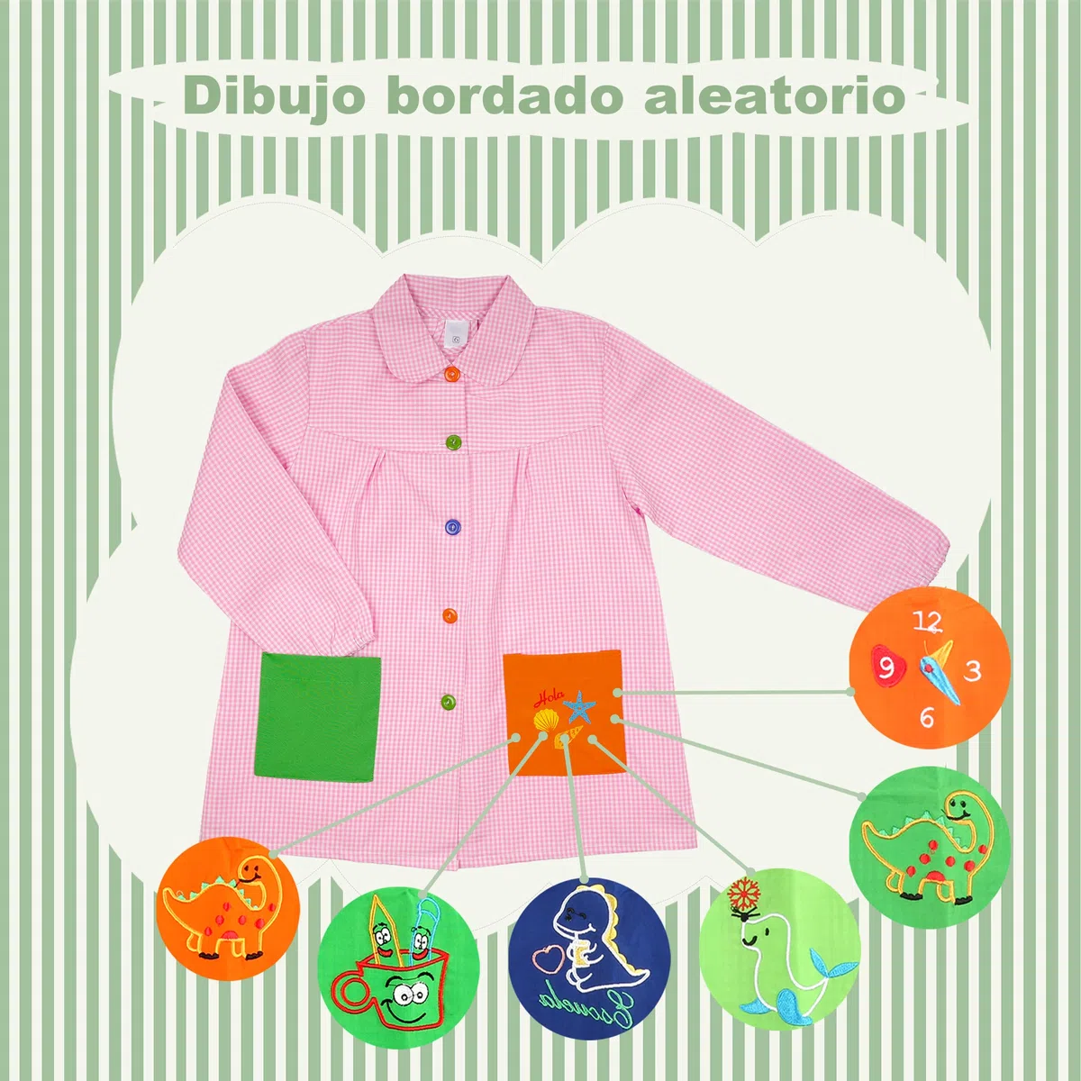 Etrexonline Babi Escolar Infantil Cómodo Con Botones Prácticos Bata para Guardería y Colegio - Ideal para Niños y Niñas con Dos Bolsillos y Puños Ajustados