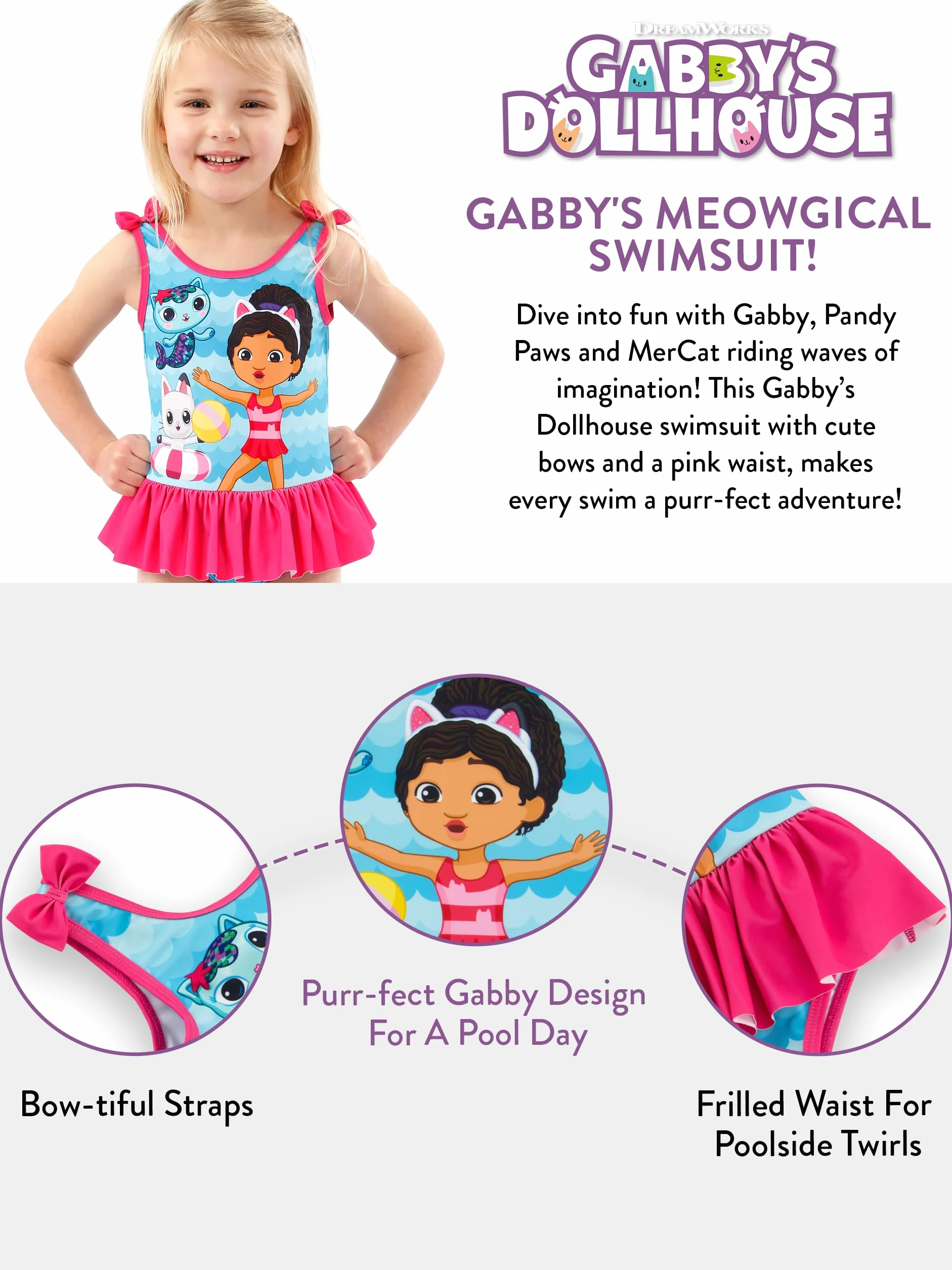 Gabbys Dollhouse Bañador | Bañadores De Natación Niña | Ropa De Baño para Niña