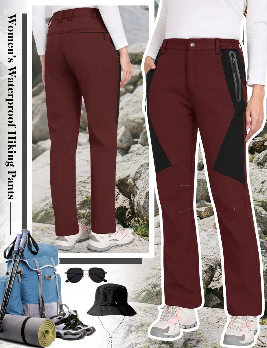 heekpek Pantalon Trekking Mujer Invierno Impermeables Pantalones Ski Pantalones Nieve Termicos Polar Forrado Aire Libre Pantalon para Senderismo Montaña Esqui