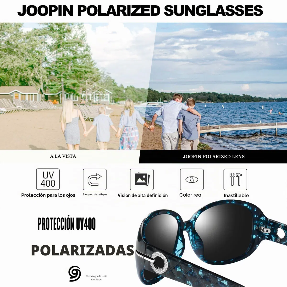 Joopin 2PCS Gafas de Sol Mujer Polarizadas Grandes Brillantes Modernas Elegantes Protección UV400