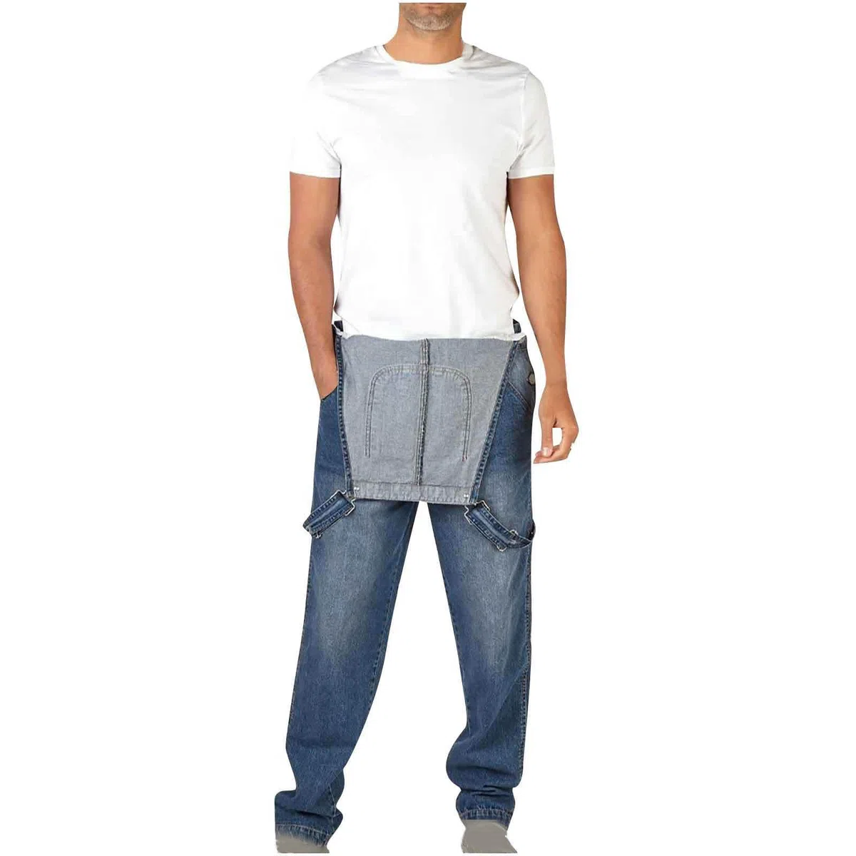 NUSGEAR Mono Pantalones de Vaqueros Hombre Mezclilla Peto Trabajo Bib Jumpsuit con Bolsillos Trabajo Moda Suelto Casual Fiesta Pant Jeans Denim Pantalones Mono 2024