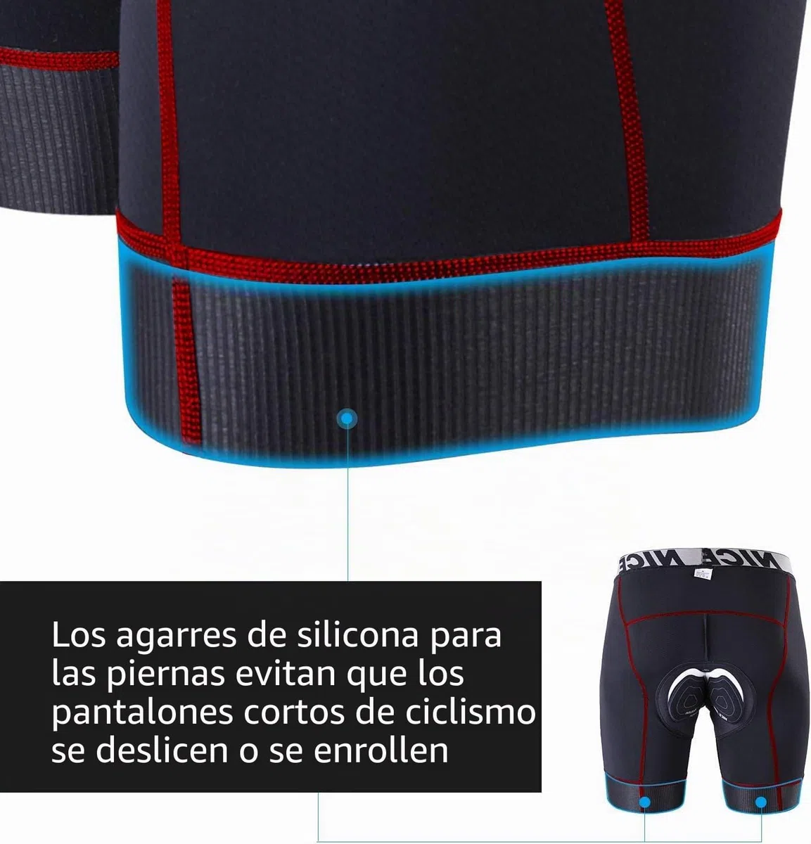 NICEWIN Ropa Interior de Ciclismo para Hombre Pantalones Cortos de compresión Acolchados en 3D MTB Bicicleta Bicicleta Motocicleta