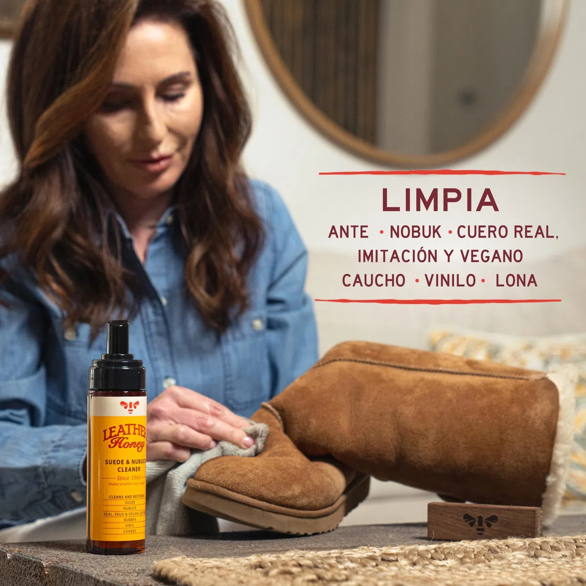 Leather Honey Limpiador de gamuza: cuidado de ante y nobuk no tóxico desde 1968. Limpia y restaura zapatos de gamuza y nobuk, botas, chaquetas, Uggs, bolsos, bolsos y