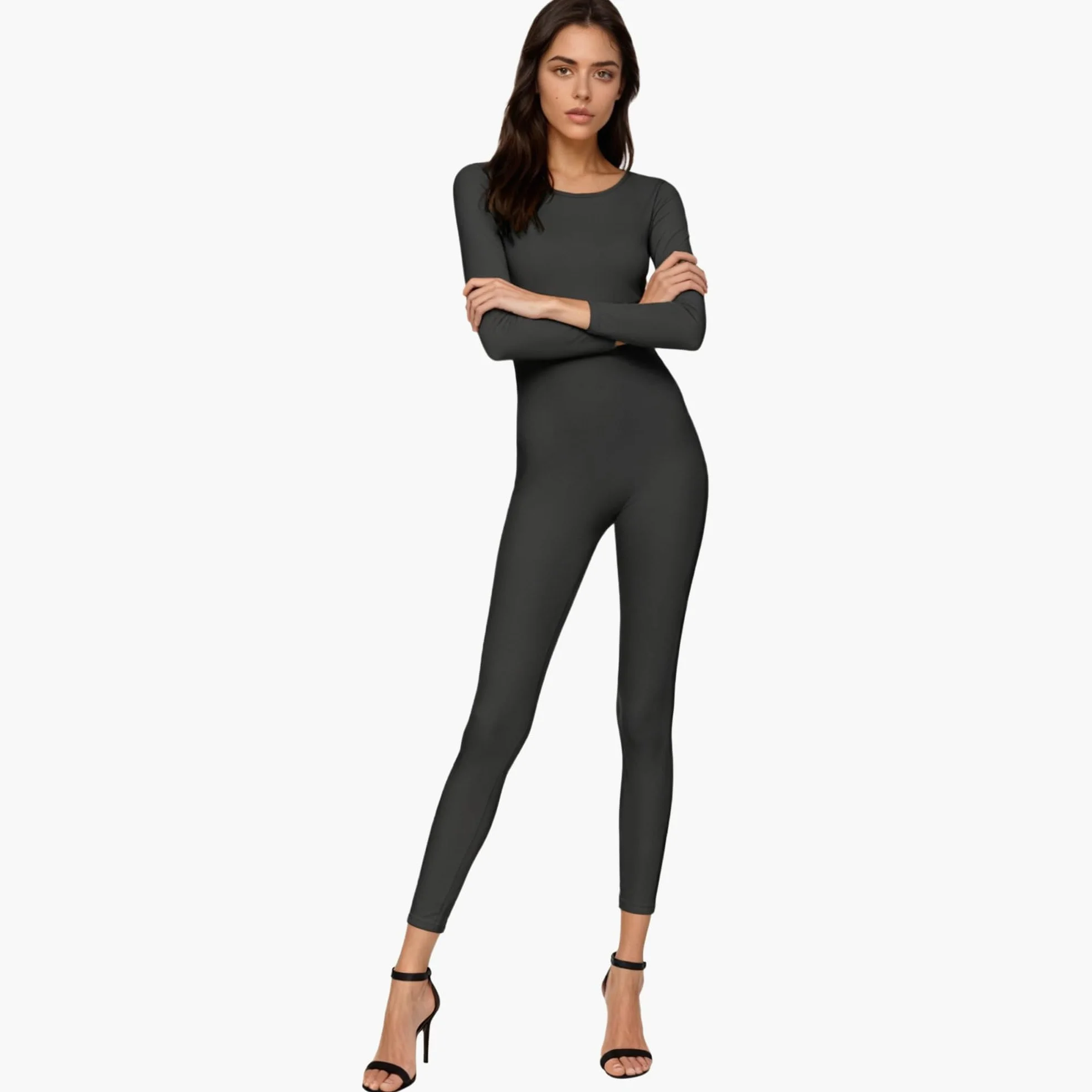 Carnavalife Maillot de Danza Ballet Mujer, Mono de Cuello Redondo con Manga Larga, Body Ajustado de Cuerpo Completo de Gimnasia Rítmica Leotardo de Patinaje