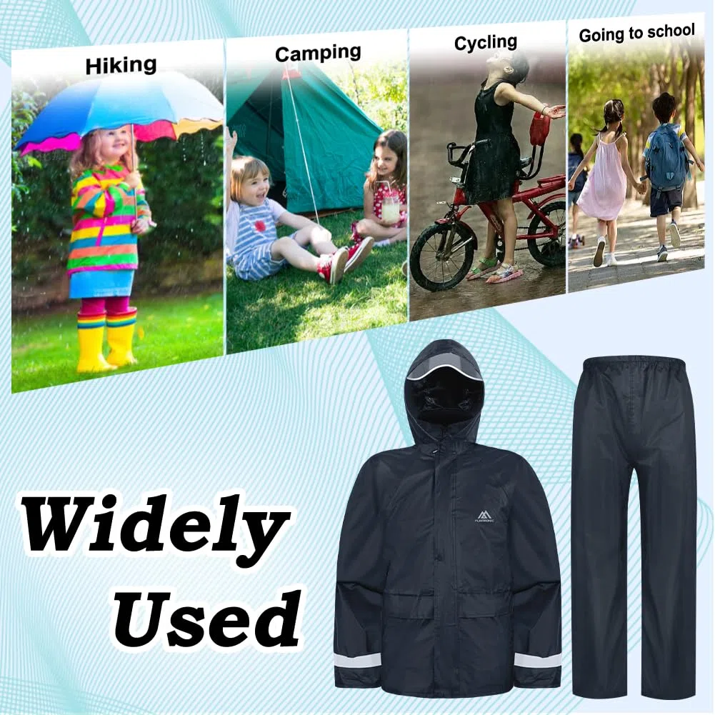 flintronic Chaqueto Para Niños, Chubasquero Impermeable con Capucha Desmontable, Cortavientos Niño Niña, Chaqueta Outdoor Running con Estuche