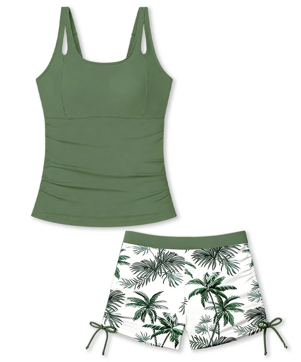 Traje de Baño de Verano para Niñas, Bikini Tankini Niñas con Top y Shorts Ajustables, Secado Rápido, Traje de Baño para Niñas 11-16 Años