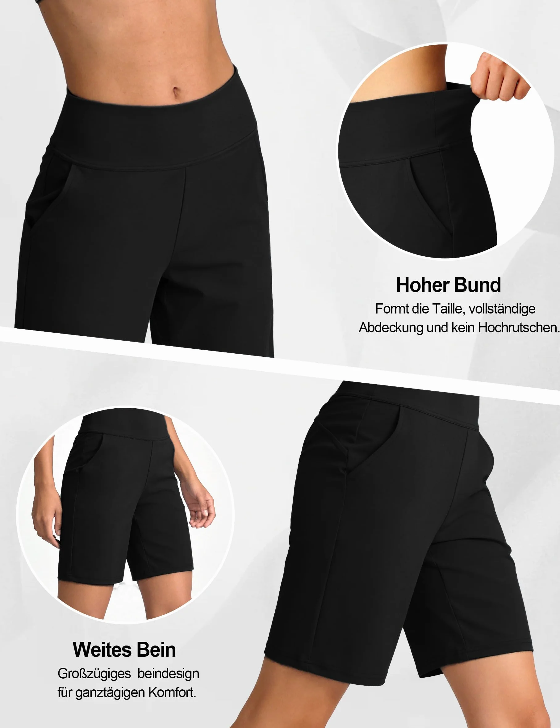 Litherday Pantalones Cortos Deportivos para Mujer de Alta Cintura Secado Rápido con Bolsillos para Yoga Running Fitness Gimnasio Verano