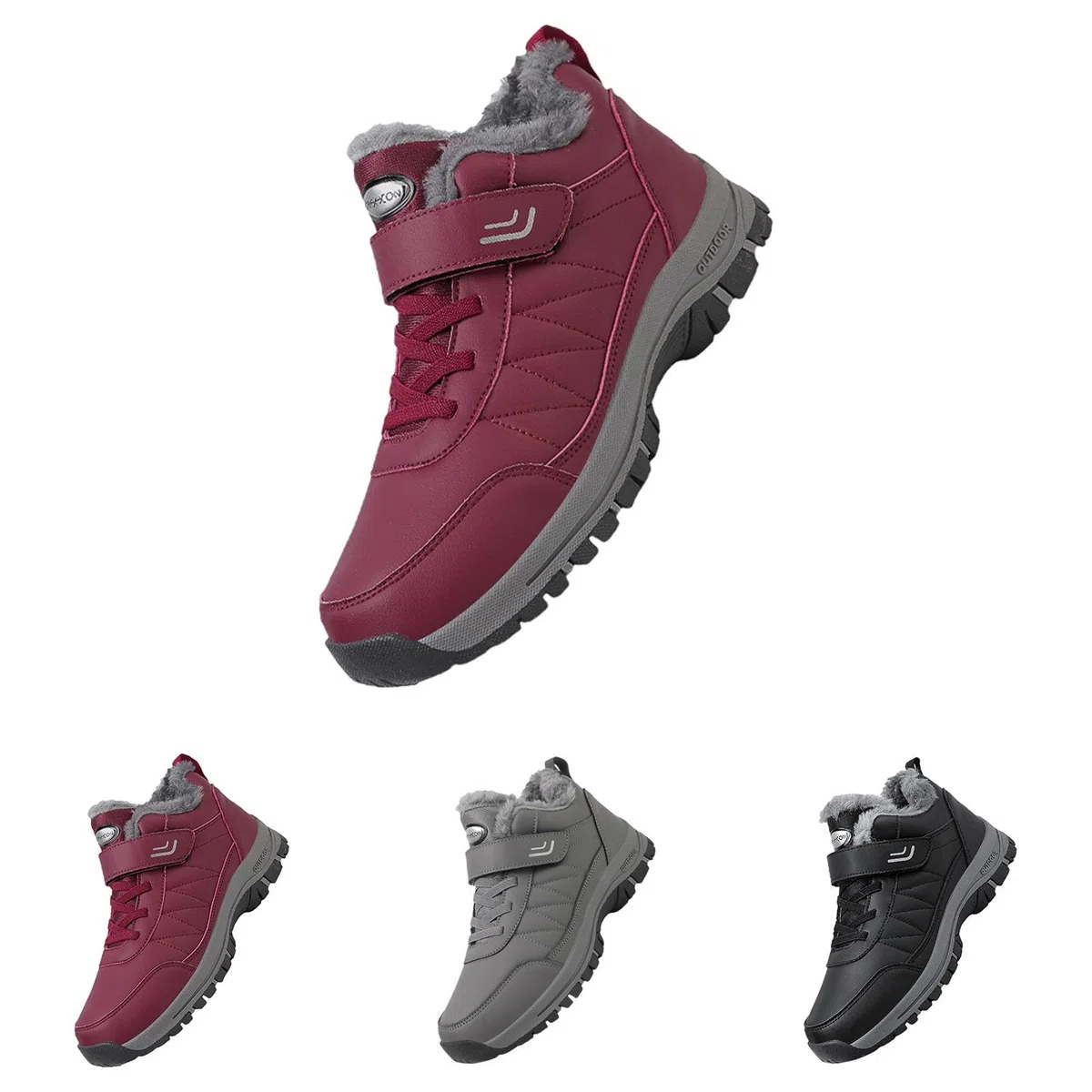 Generisch Zapatillas deportivas de invierno para hombre y mujer, botines cómodos, antideslizantes, ortopédicos, zapatos de invierno, ligeros, cortos, antideslizantes, botas anchas, botas cortas de