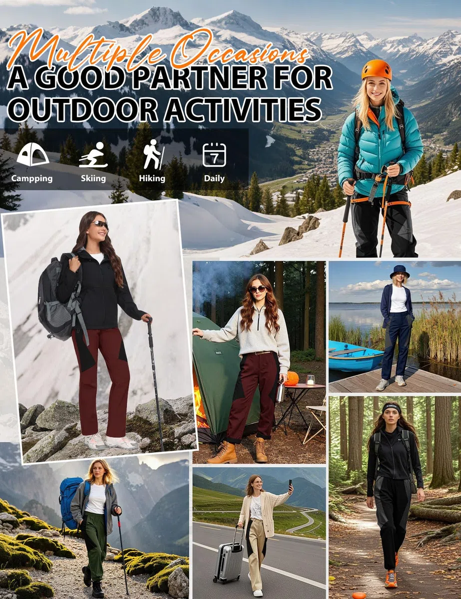 heekpek Pantalon Trekking Mujer Invierno Impermeables Pantalones Ski Pantalones Nieve Termicos Polar Forrado Aire Libre Pantalon para Senderismo Montaña Esqui