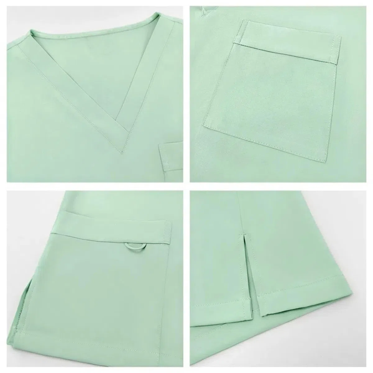 Maizoon Uniformes Médicos para Mujer Elástico Ropa de Enfermería de Cuello en V Cómoda Blusa y Pantalones y con Bolsillos