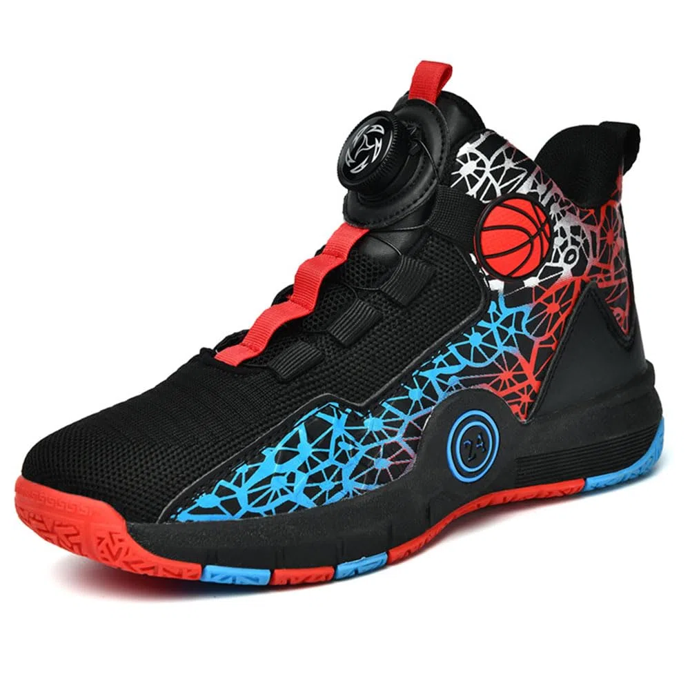 Hixingo Zapatos de Baloncesto para Niños, Zapatillas de Baloncesto Niño Graffiti Zapatillas de Deporte de Caña Alta Unisex Zapatillas Sneakers Antideslizantes Zapatos Casuales Cómodos 31-40 EU