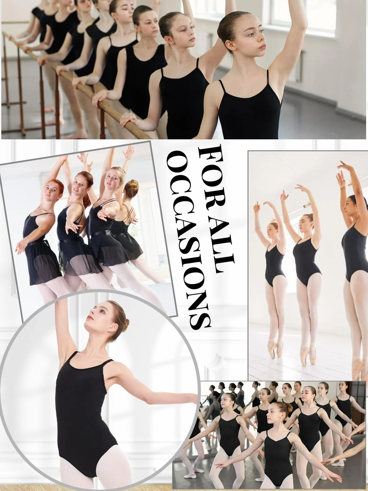 Maillot camisola para mujer, para baile, ballet, gimnasia, color negro, de alta elasticidad, leotardos de baile