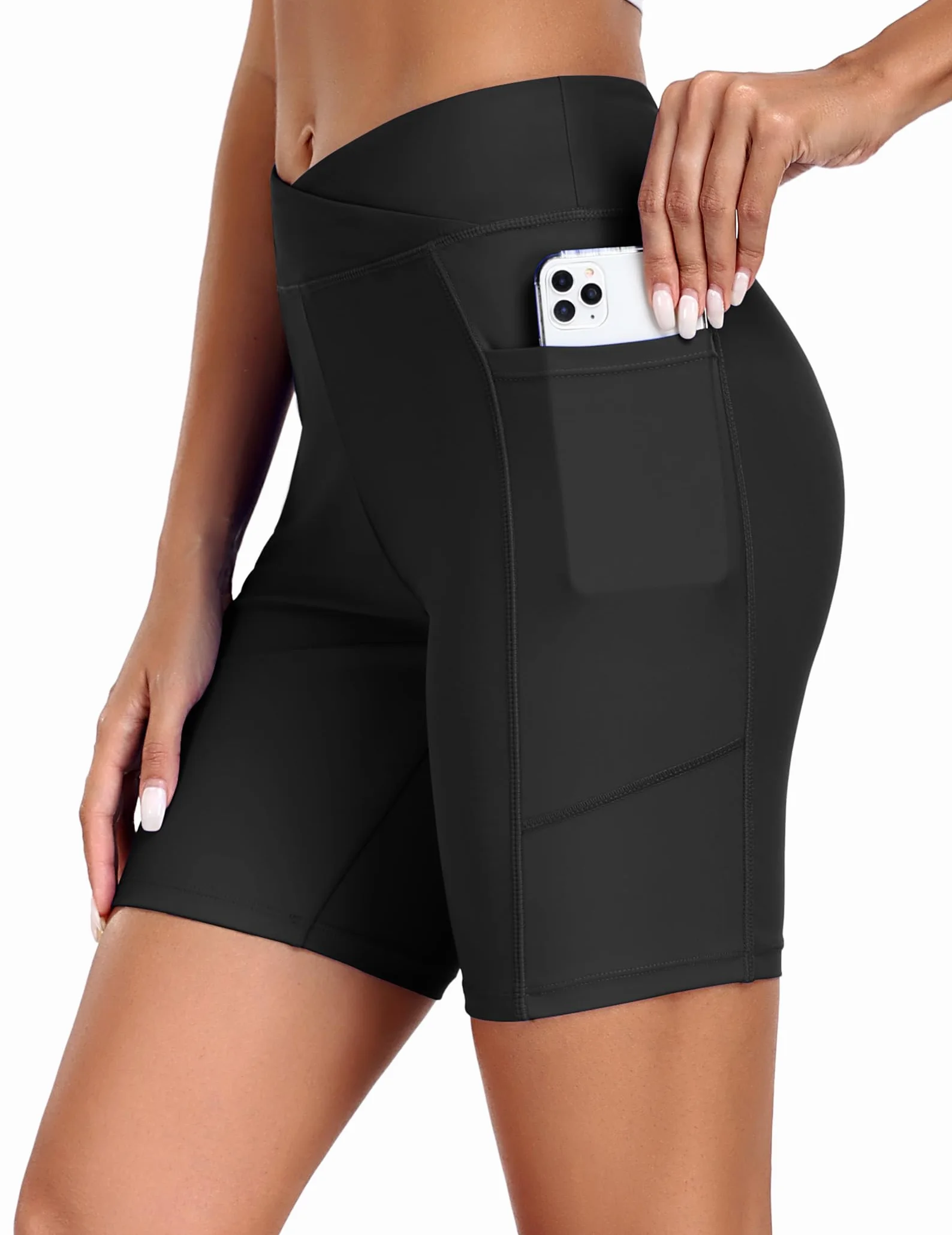 Ekouaer Shorts Bañadores Mujer Pantalones Cortos de Natación Bañador de Cintura Alta con Bolsillos Verano Bikini Short Adecuado para Playa Surf S-2XL