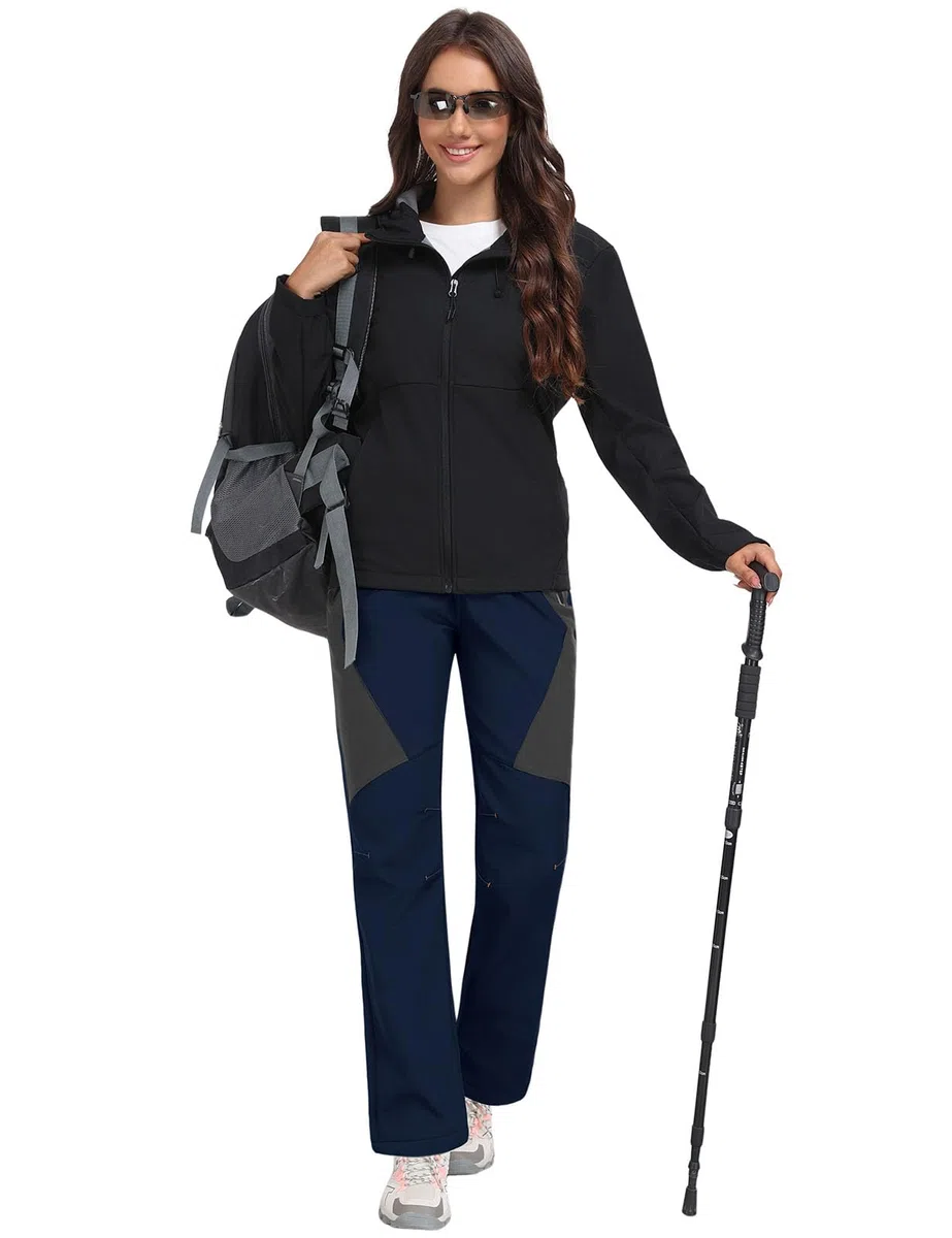Pantalones Trekking Mujer Invierno Impermeables Montaña Senderismo Termico Pantalon Nieve Ski Esquí Polar Forrado Aire Libre Pantalón de Trabajo Escalada Softshell