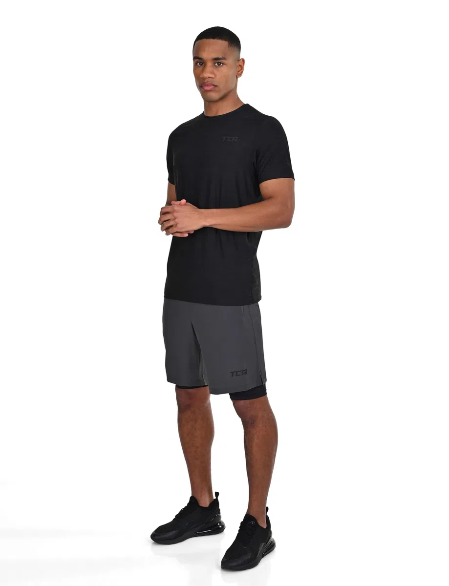 TCA Pantalon Corto Hombre Deporte con Bolsillos y Mallas - Pantalones Cortos Deporte Hombre para Running Gym Padel - Hombre 2 en 1 con Mallas Cortas y 2X Bolsillos con Cremallera