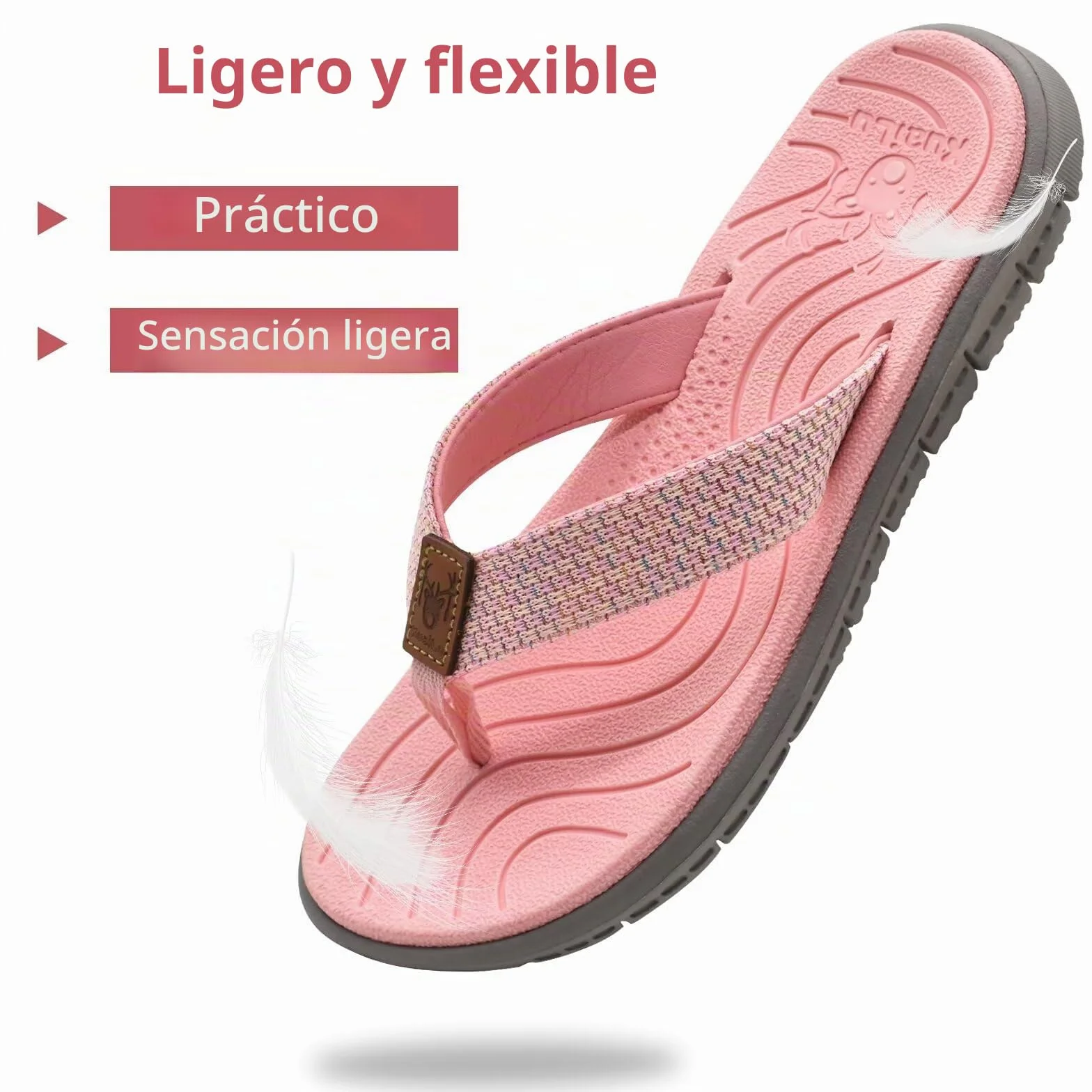 KuaiLu Chanclas Mujer Verano Playa Piscina Comodas Piel Sandalias Planas Caminar Ortopedicas Zapatos