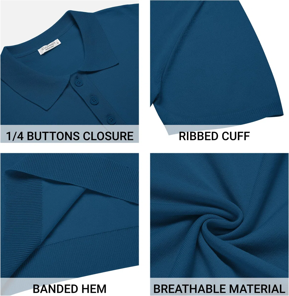 COOFANDY Camisas Polo Masculinas Camisas de Golf de Punto de Manga Corta Casual Camisas de Golf básicas de Verano Poloshirt de Color sólido