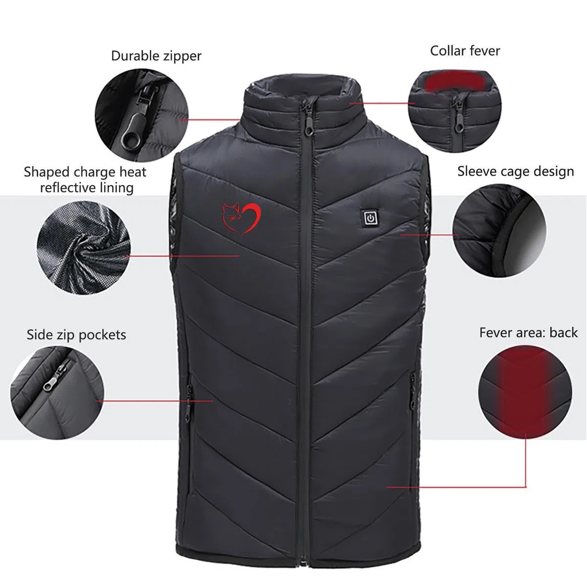 YAOJIWANG Chaleco Calefactable Niño – Chaleco Ligero Térmico para Niños y Niñas Calefacción Mejorados para Invierno y Actividades al Aire Libre Chalecos Acolchado con Capucha