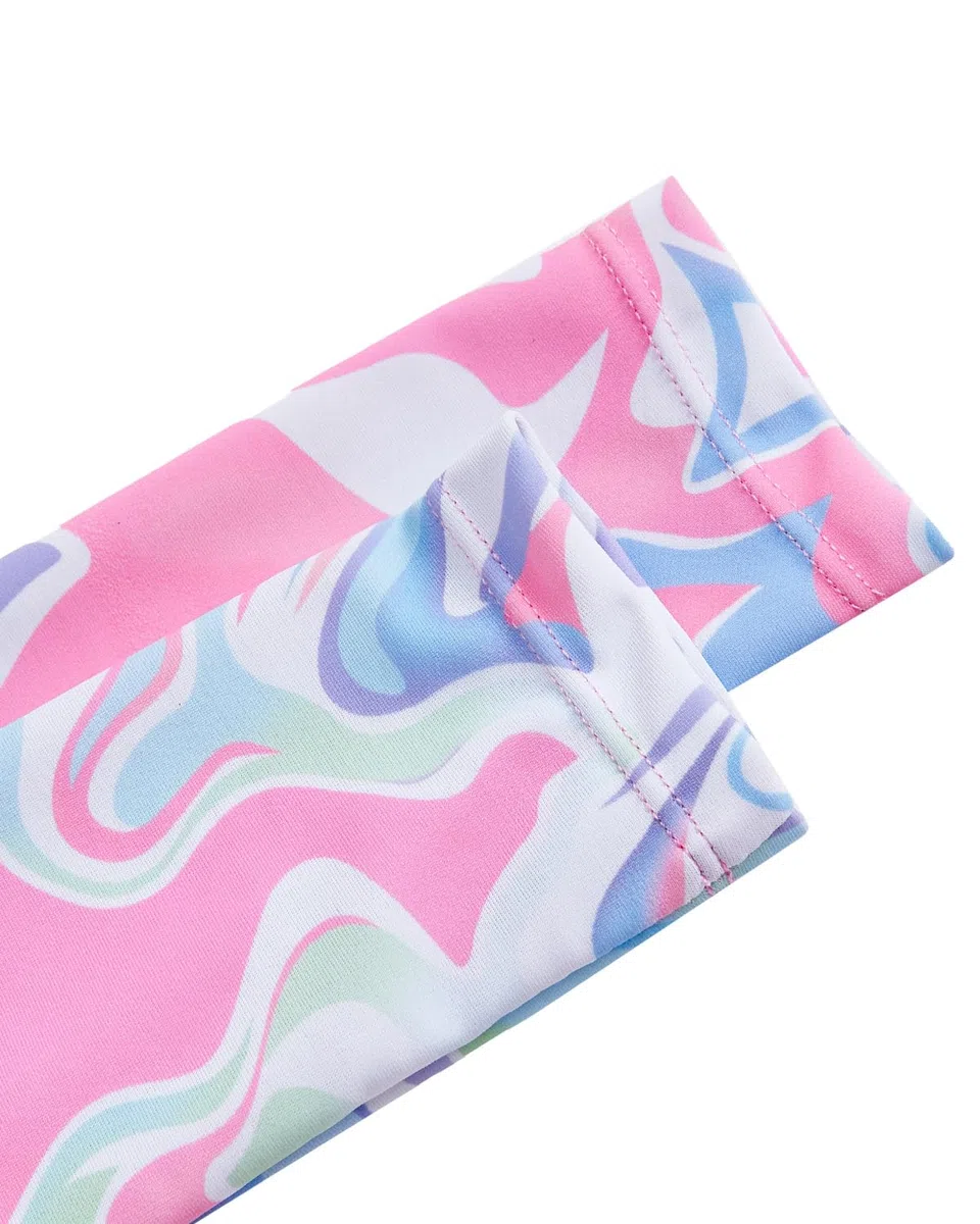 JiAmy Bañador UV para niña con acolchado, manga larga, traje de baño UV, con camiseta de baño y pantalones cortos, camiseta UV, traje de baño 8-14 años