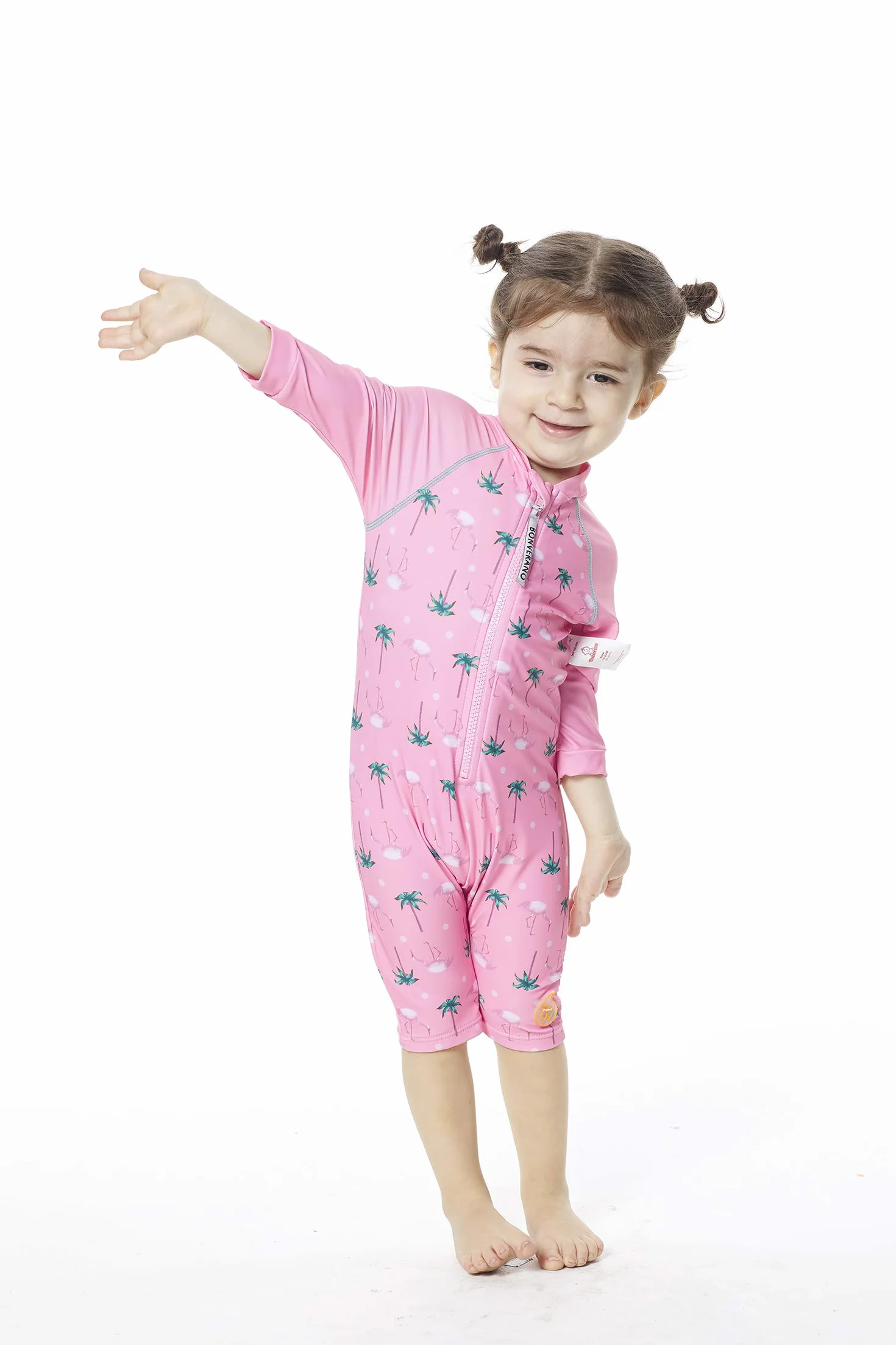 BONVERANO Bañador de una Pieza de Manga Larga para bebé niña protección UV 50+ One Zip