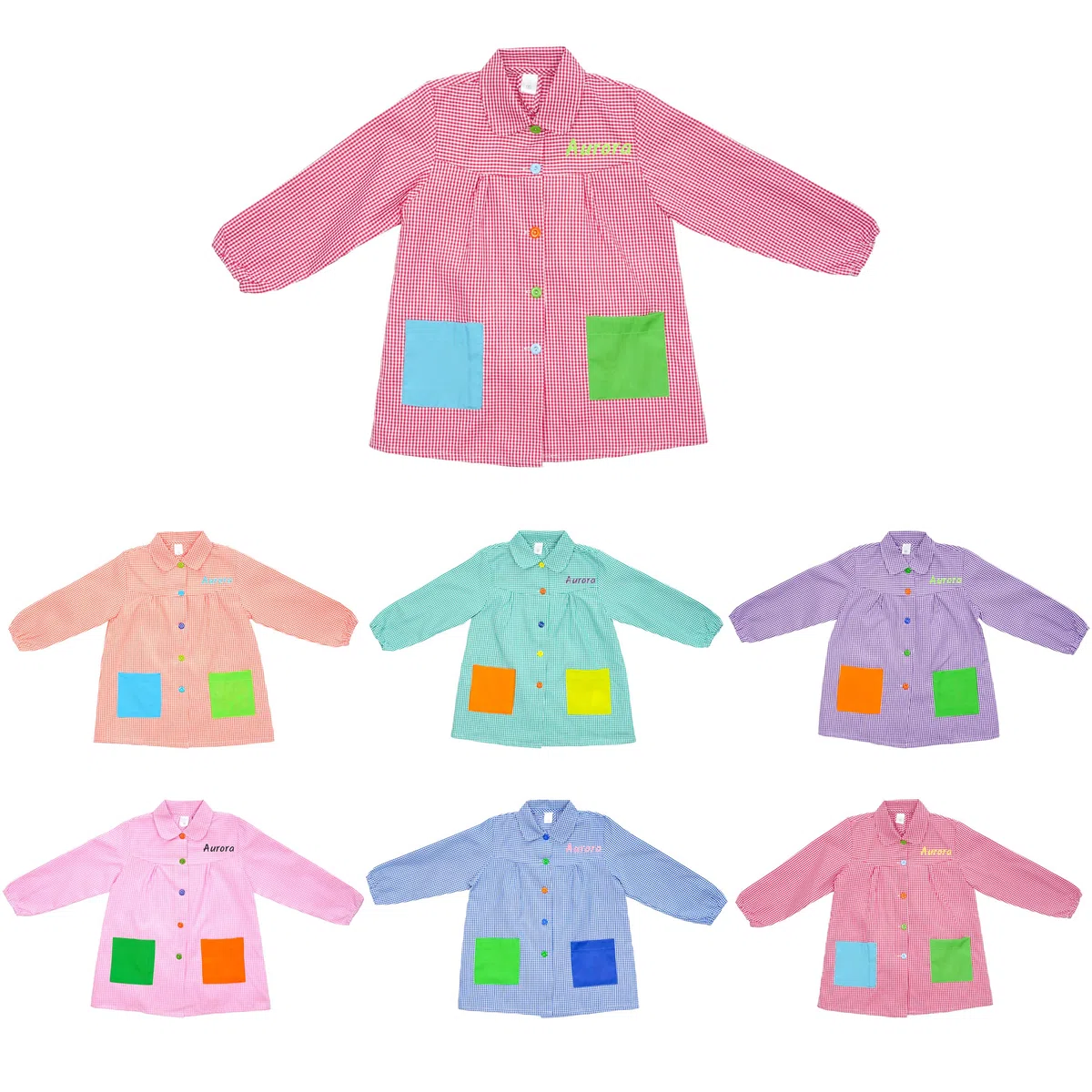 Etrexonline Babi Escolar Infantil Cómodo Con Botones Prácticos Bata para Guardería y Colegio - Ideal para Niños y Niñas con Dos Bolsillos y Puños Ajustados