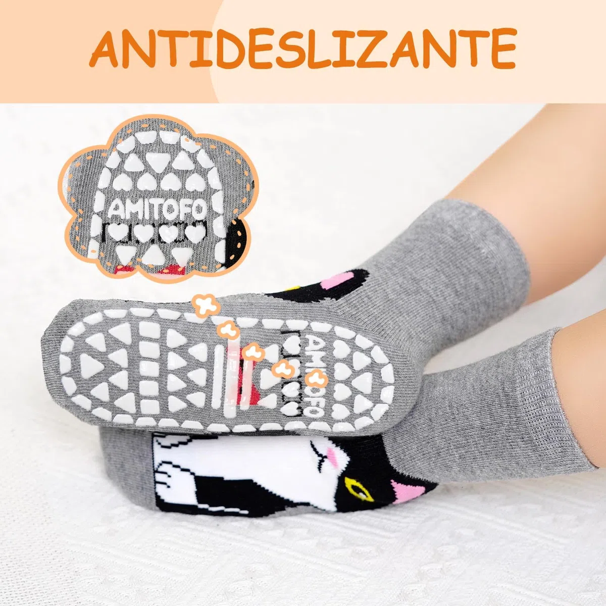 Calcetines Antideslizantes de Algodón para Niñas con Diseños de Animales y Dibujos - Talla 20-38, para Deporte y Uso Diario, 2-14 Años, 5 Pares