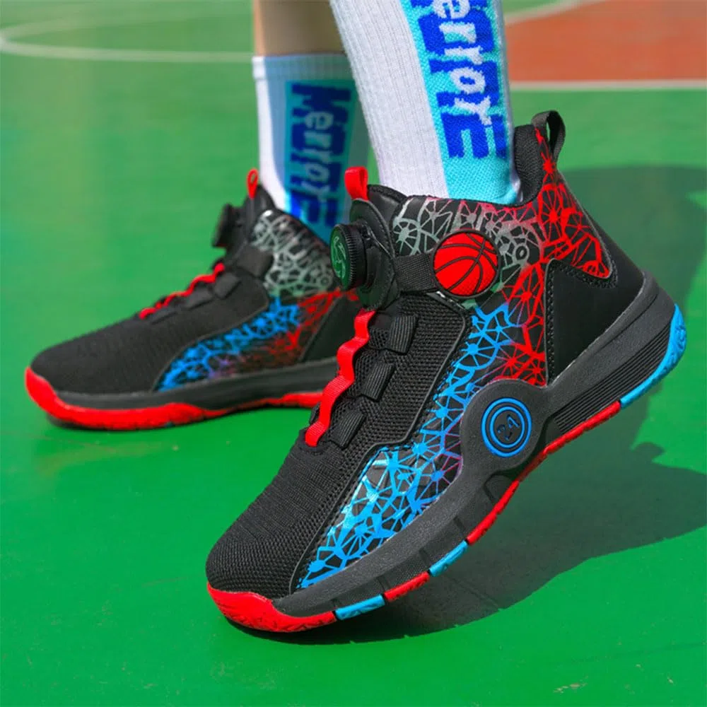 Hixingo Zapatos de Baloncesto para Niños, Zapatillas de Baloncesto Niño Graffiti Zapatillas de Deporte de Caña Alta Unisex Zapatillas Sneakers Antideslizantes Zapatos Casuales Cómodos 31-40 EU