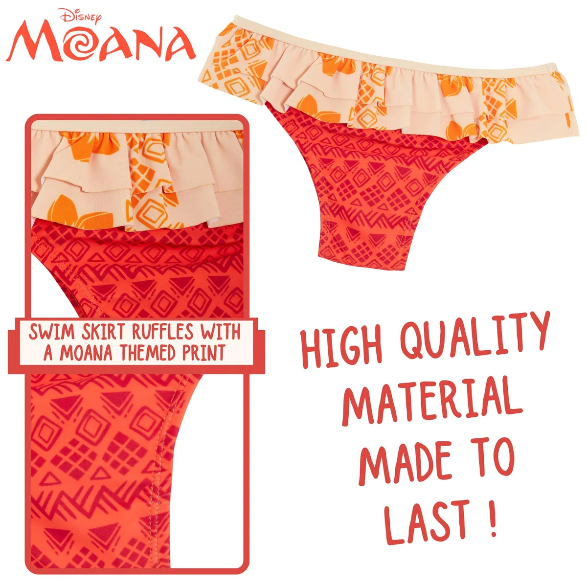 Disney Traje de baño Moana tankini de dos piezas para niñas, traje de baño de lujo para piscina y playa
