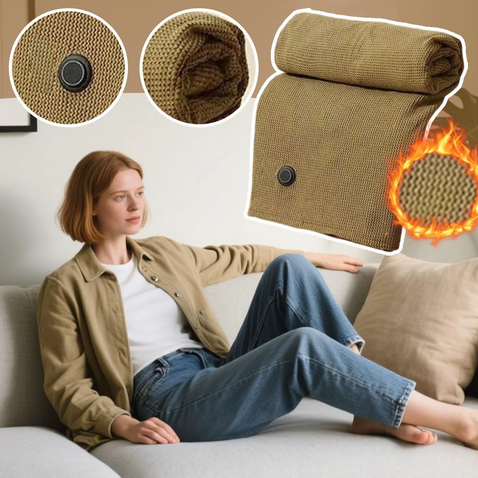 Genérico Chaleco Eléctrico Calefactable - Chaleco Eléctrico Calefactable para Mujer - Accesorio Térmico 3 Niveles Clima Frío para Dormir Viajes Lectura Trabajo Hogar