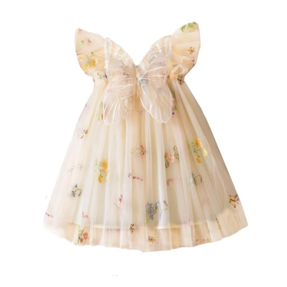 Vestido de Tul sin Mangas con Tutú Para Niña Pequeña Bordado de Mariposas Para Fiesta Cumpleaños Vestido de Princesa