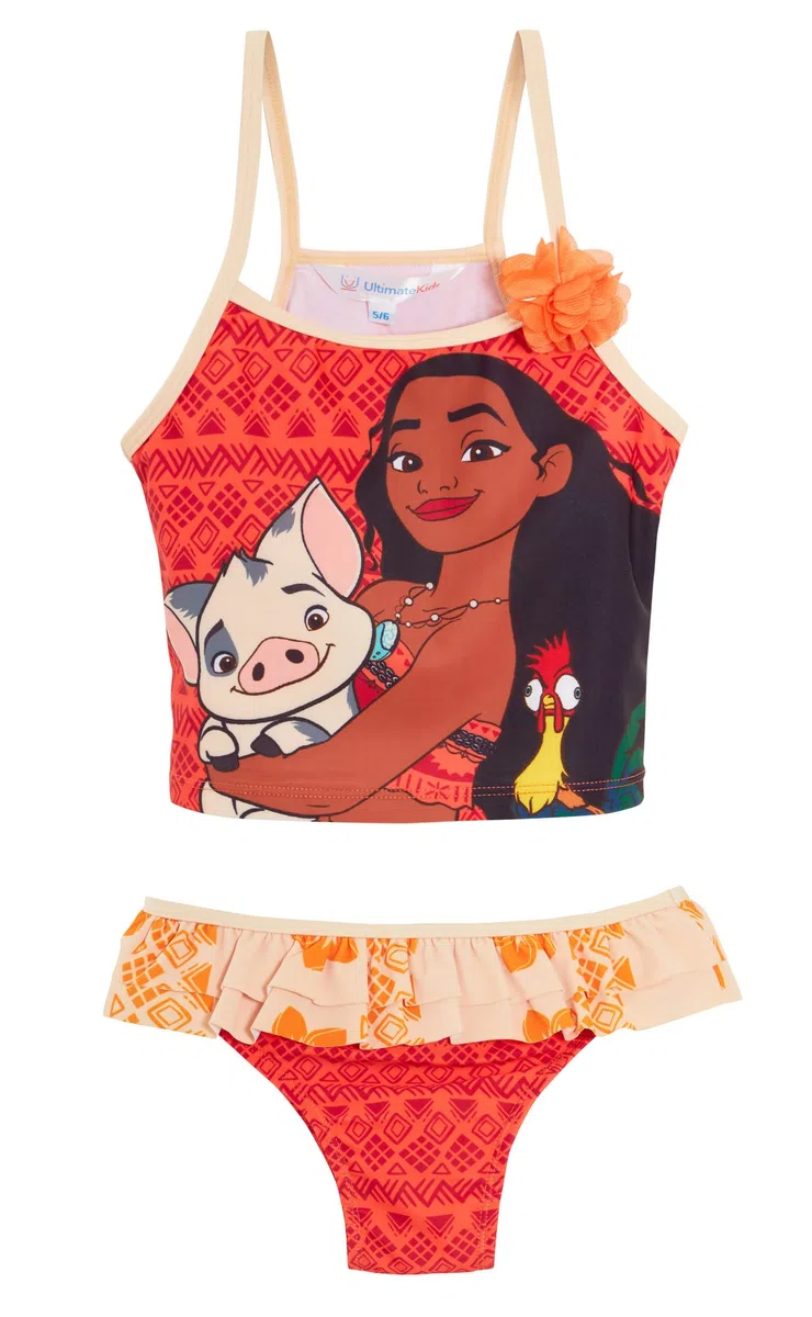 Disney Traje de baño Moana tankini de dos piezas para niñas, traje de baño de lujo para piscina y playa