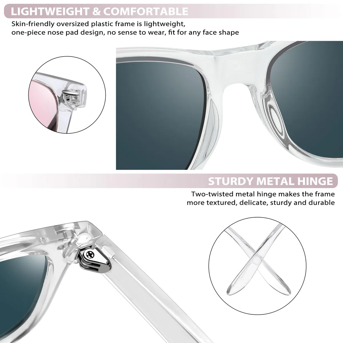 Joopin 2PCS Gafas de Sol Mujer y Hombre Polarizadas Protección UV400 Cuadradas Clásicas para Conducir Playa Viajes