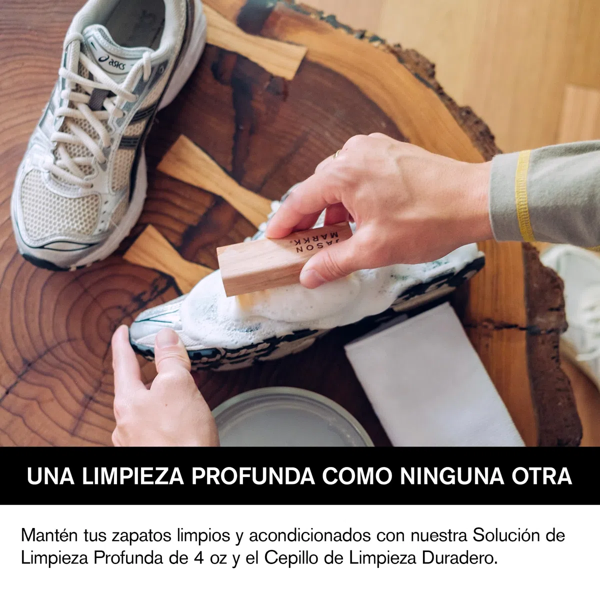 Jason Markk Essential Kit de Limpieza Zapatillas, Con Cepillo y Solución (118ml), Para zapatillas deportivas y zapatos de piel plena flor, goma y otros materiales