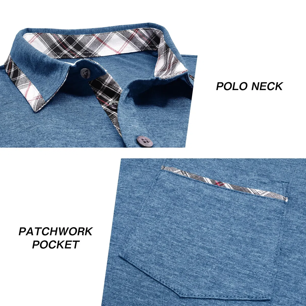 Poloshirt Hombre Manga Corta Cuadros Clásico Camiseta Casual