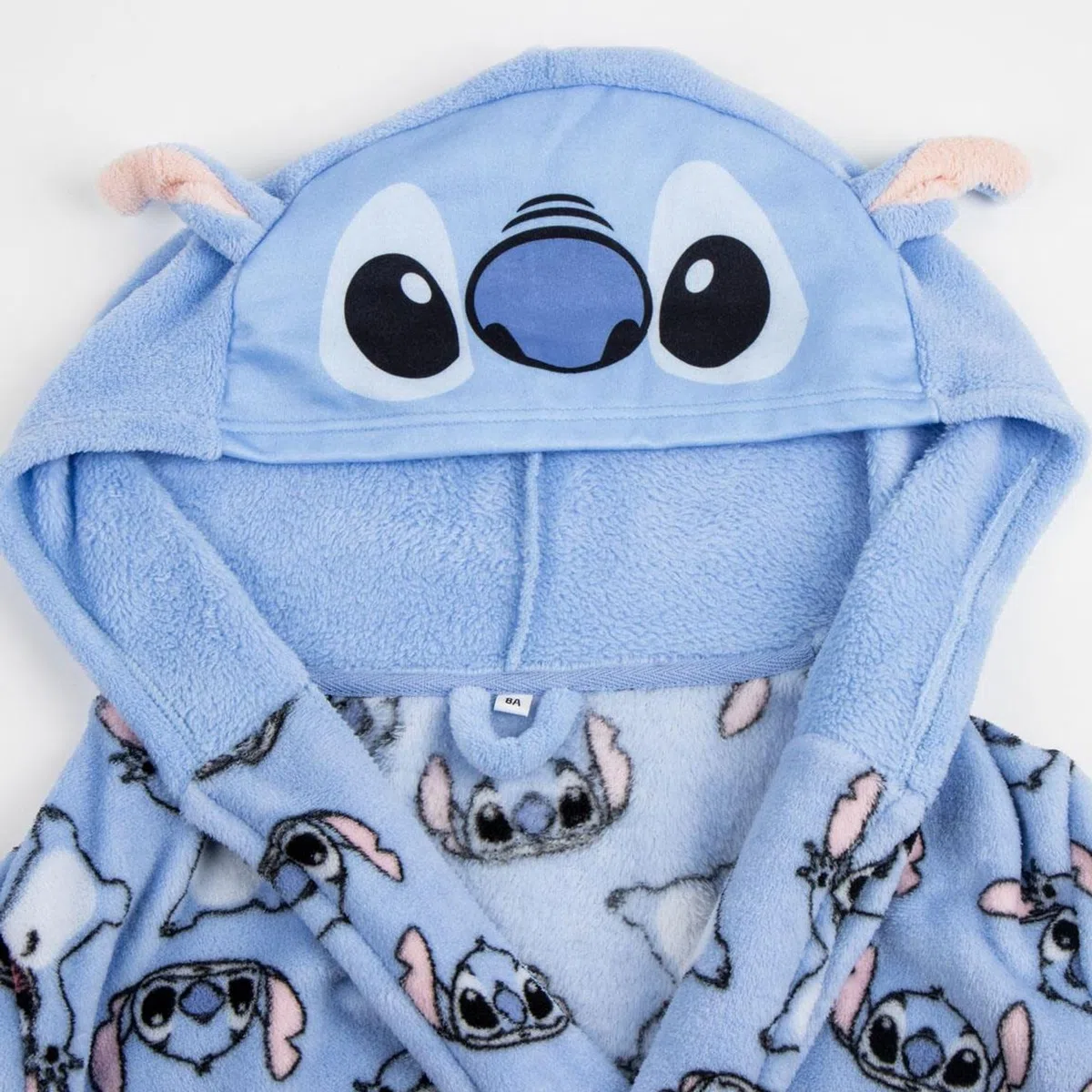 Batín Stitch suave niños y niñas con capucha y cinturón – Bata casa Stitch calentita y cómoda con tejido tipo polar y diseño oficial