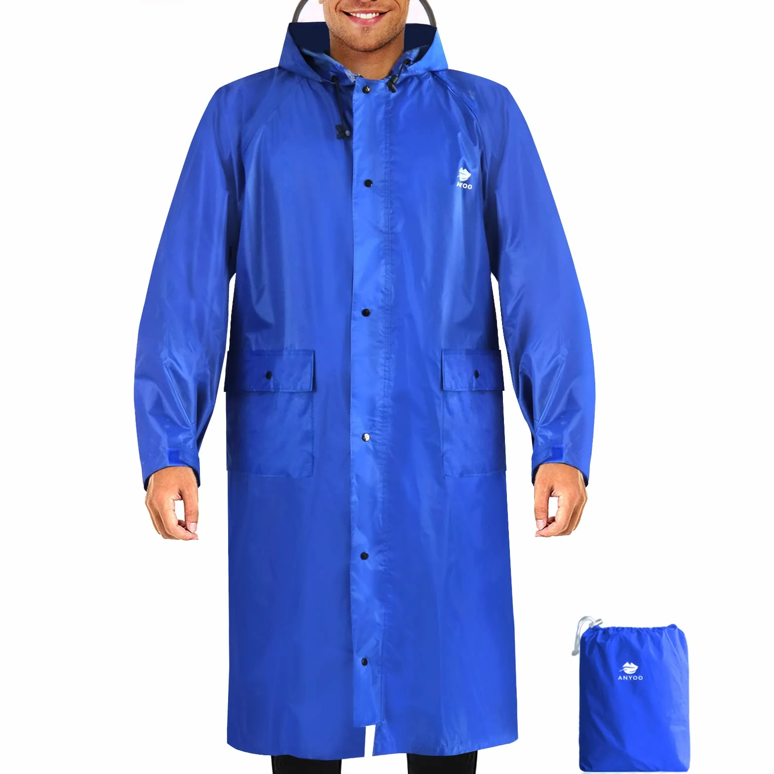 ANYOO Unisex Impermeable Ligero Portátil Con Capucha Poncho de Lluvia Compacto Reutilizable con Mangas para Mochilero Senderismo Acampar Al Aire Libre, Talla única