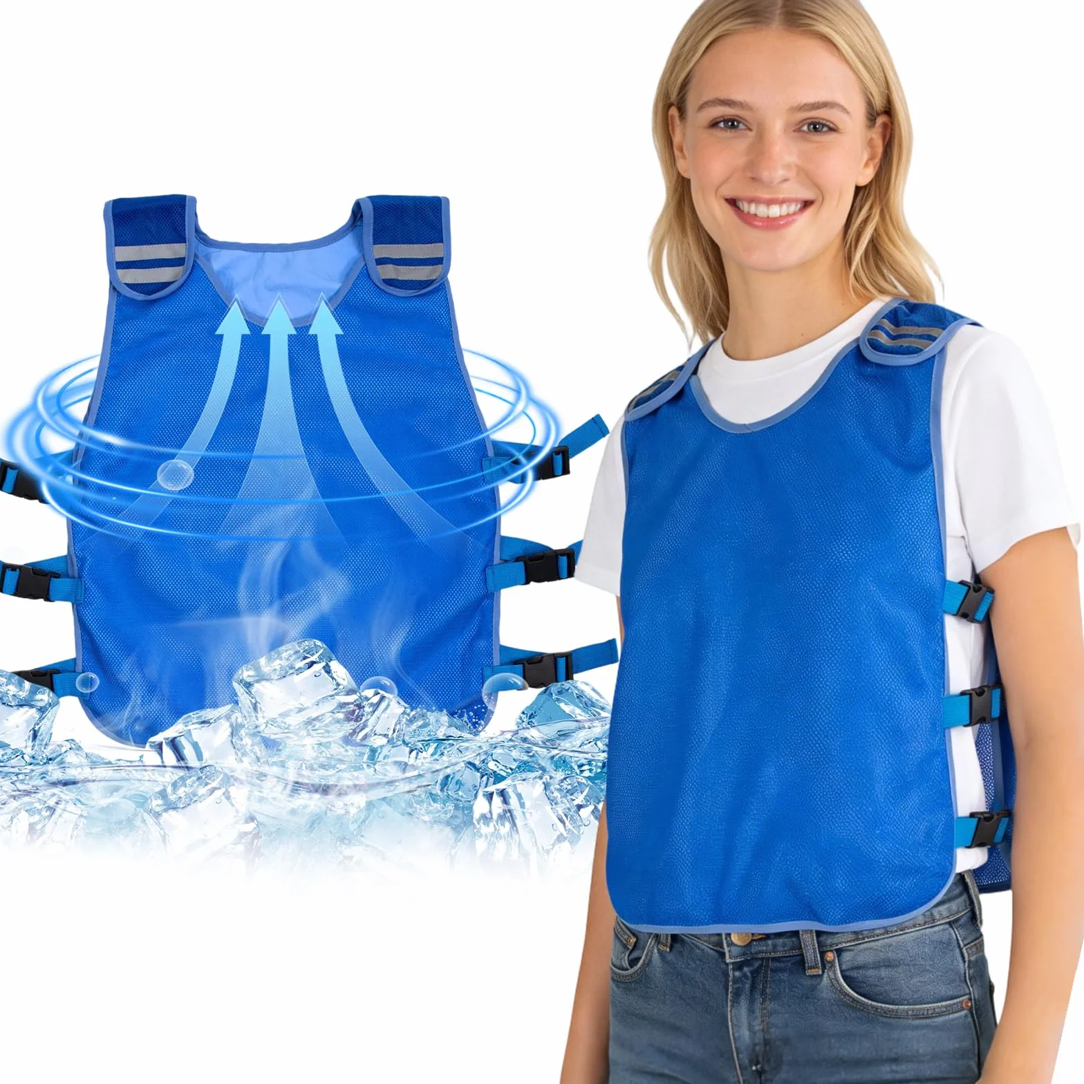 Chaleco Refrigerante,Chaleco Refrigerante Ajustable,Protección Contra el Calor del Verano,Refrigeración por Evaporación,Chaleco de Trabajo para Hombres y Mujeres que Trabajan al Aire Libre