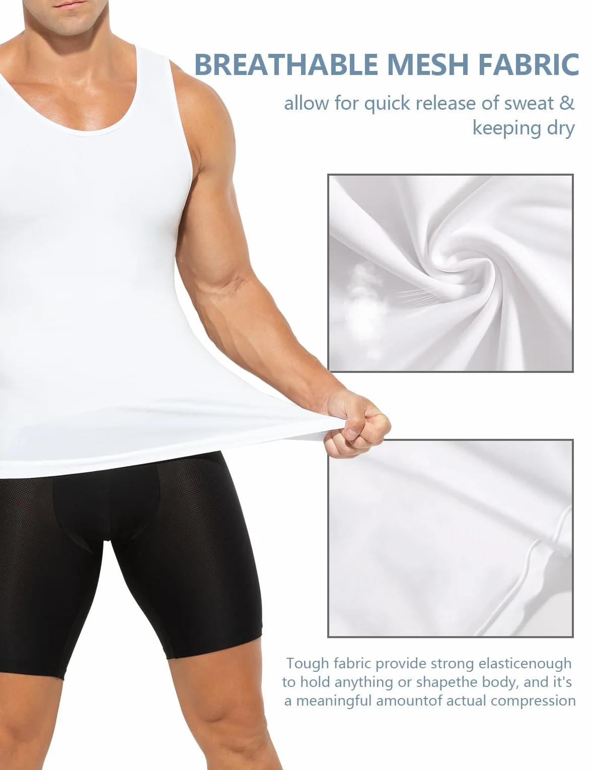 Casey Kevin Chalecode Compresión Hombre Faja Reductora Camiseta (Pack de 2) Men's Body Shaper Adelgazante Camisa Moldeadora Chaleco