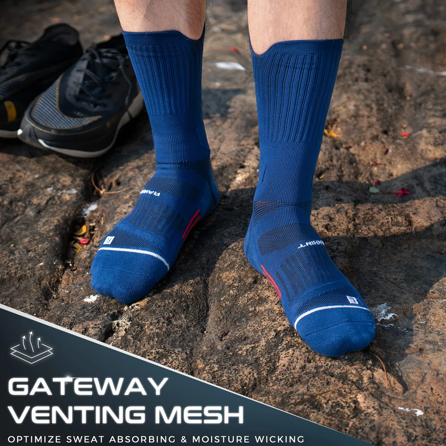 Rahhint Coolmax Compresión Calcetines Running Hombre, Deporte Anti-Ampollas, Amortiguación Respirable, Soporte del Arco (Tallas 35-51, 3 Pares)