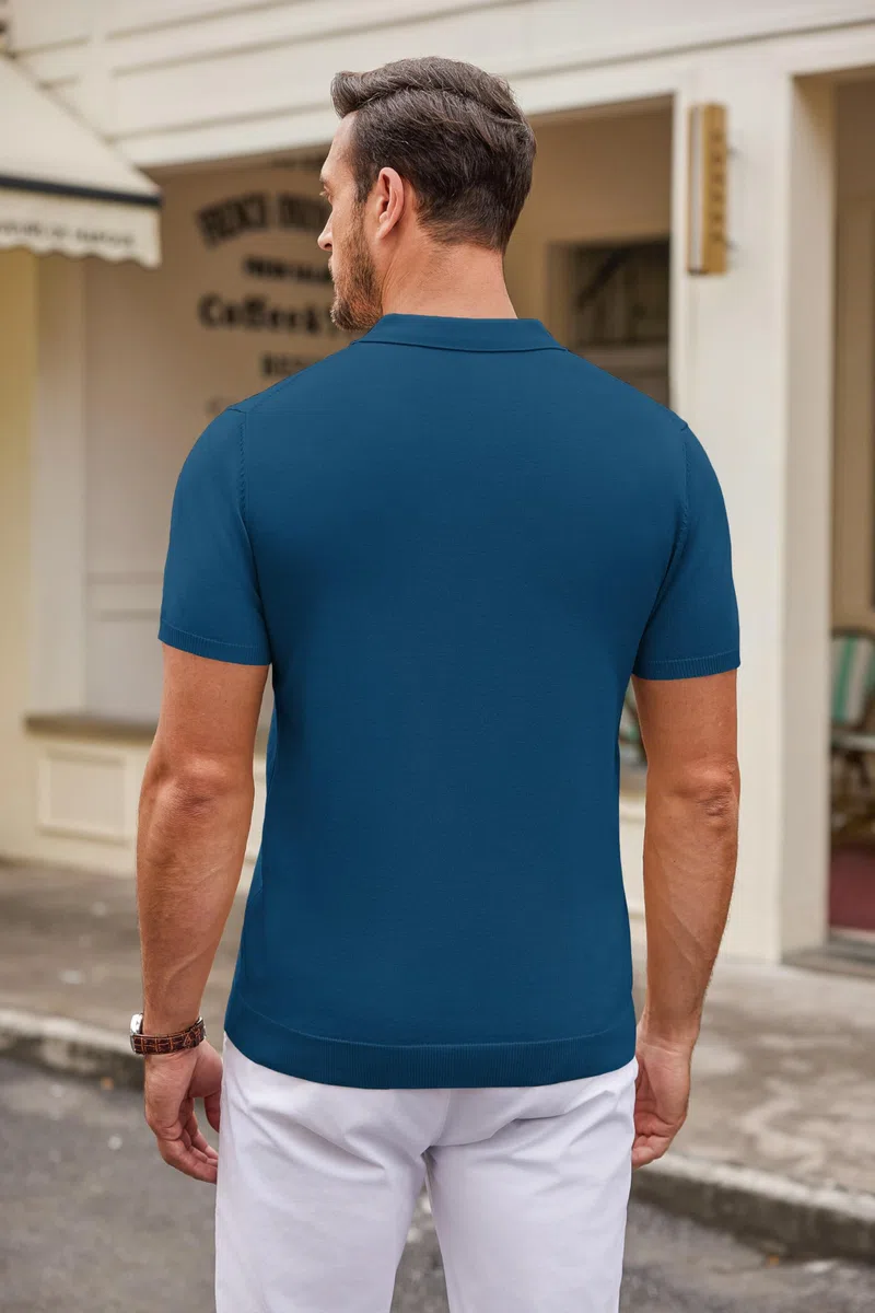 COOFANDY Camisas Polo Masculinas Camisas de Golf de Punto de Manga Corta Casual Camisas de Golf básicas de Verano Poloshirt de Color sólido