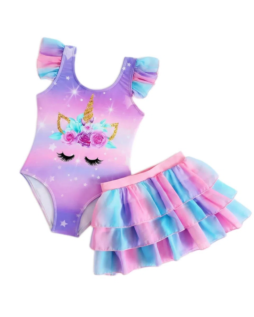 DivingBirds Traje de baño de dos piezas para niñas de 4 a 8 años