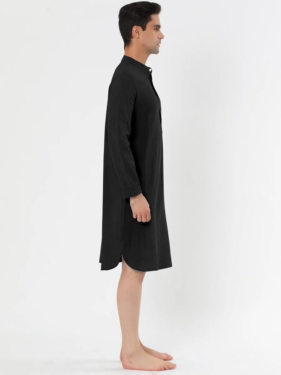Camisón para Hombre Lars Amadeus de Algodón Cuello con Bandas Henley Pijama
