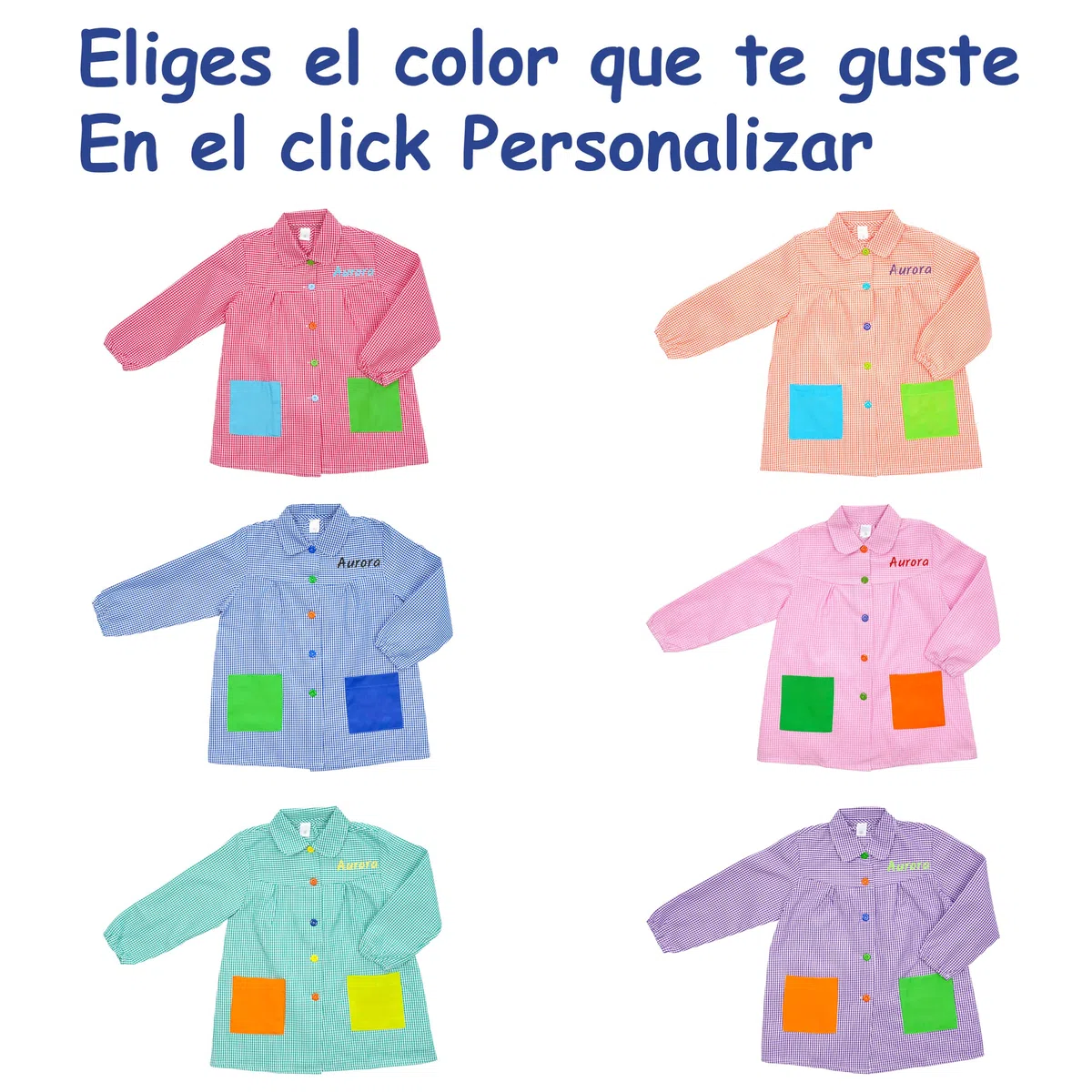 Etrexonline Babi Escolar Infantil Cómodo Con Botones Prácticos Bata para Guardería y Colegio - Ideal para Niños y Niñas con Dos Bolsillos y Puños Ajustados