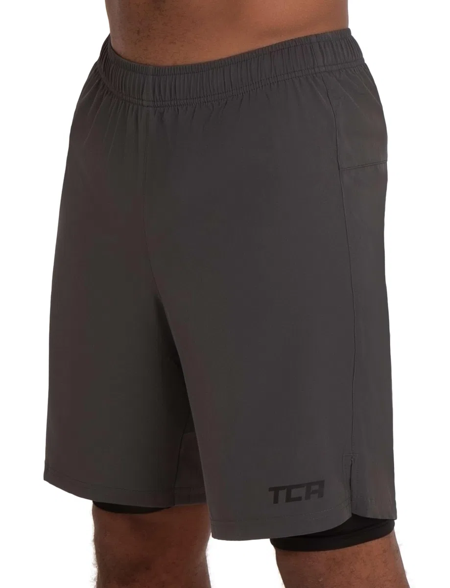 TCA Pantalon Corto Hombre Deporte con Bolsillos y Mallas - Pantalones Cortos Deporte Hombre para Running Gym Padel - Hombre 2 en 1 con Mallas Cortas y Bolsillos con Cremallera