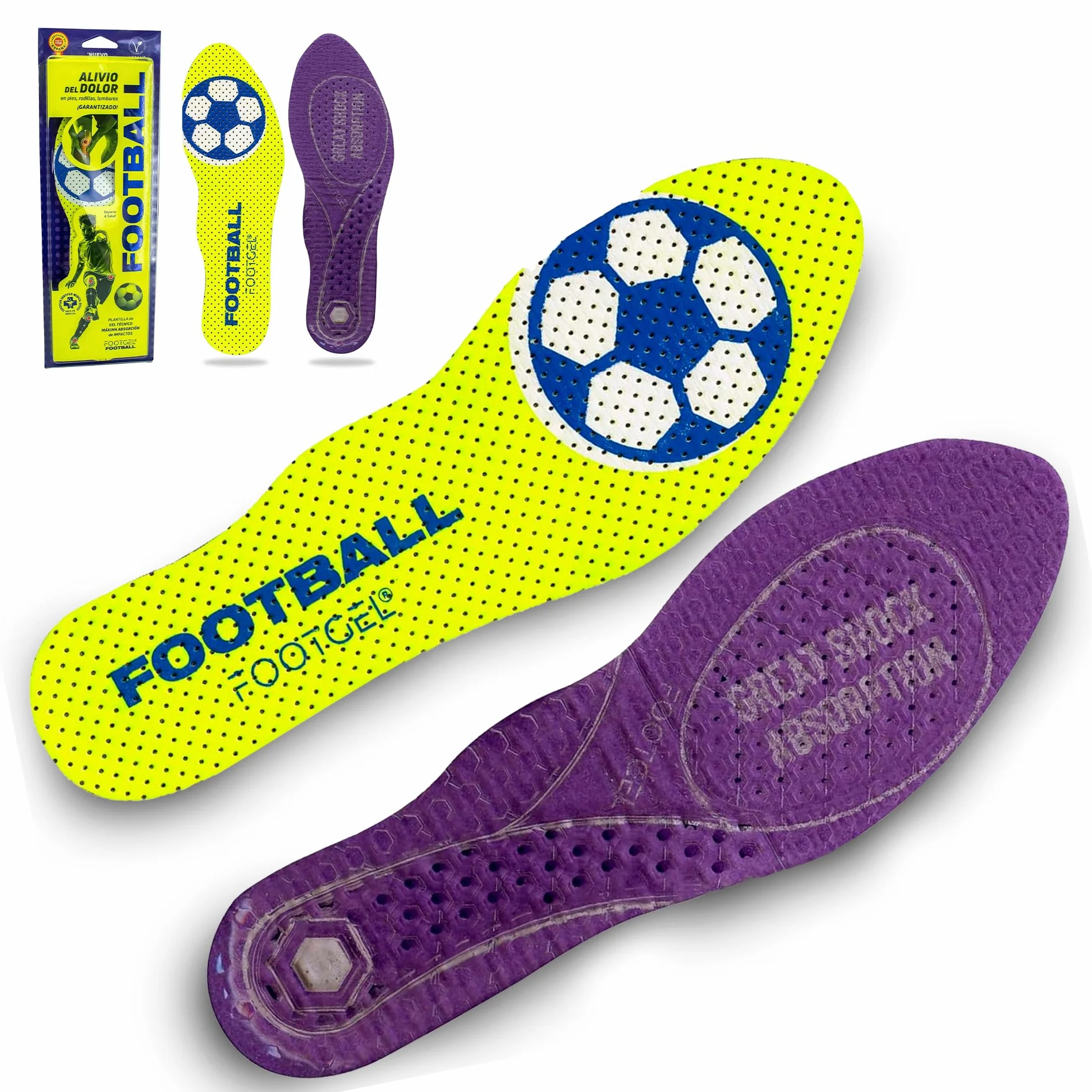Plantillas Botas de Futbol | Plantillas Gel Deportivas Hombre/Mujer Transpirables, Cómodas | Estabilizadoras, Previenen Lesiones, Dolores en Pies, Rodillas y Lumbares | Tallas 43 a 47